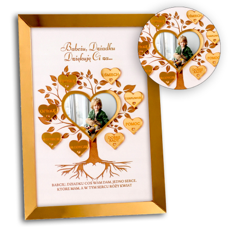 Prezent na Dzień Babci i Dziadka wyjątkowy Laurka w złotej ramce na zdjęcie